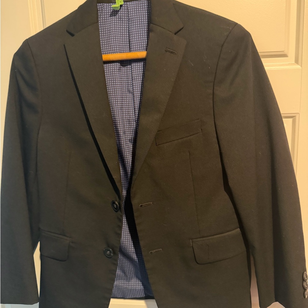 Michael Kors Black Notch Lapel Sport Coat with Blue Lining